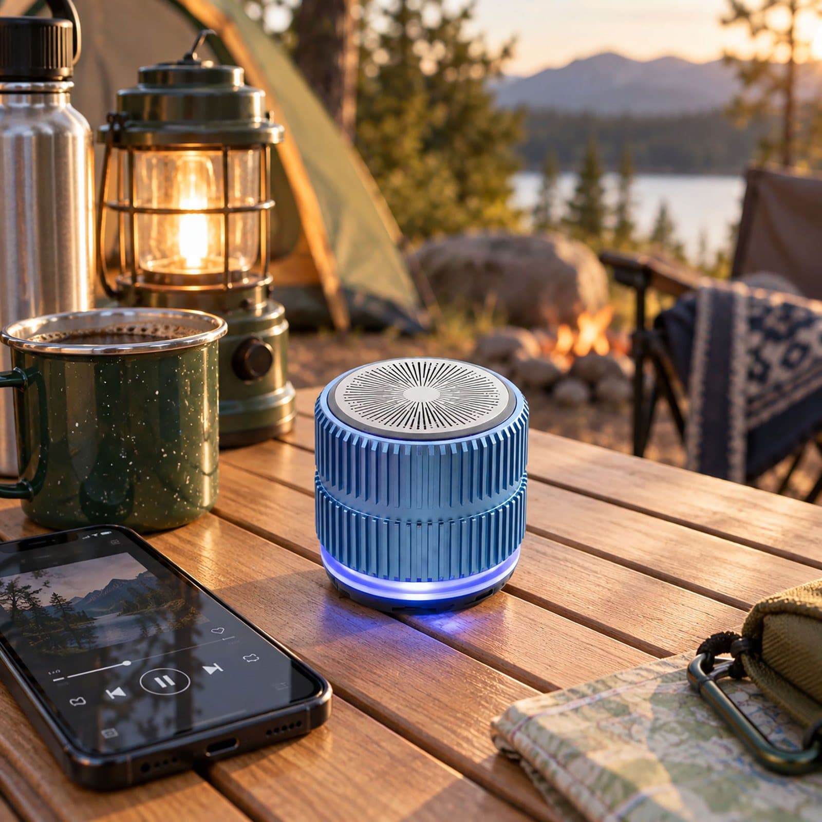 Mint rock-textured mini speaker