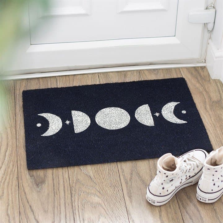 Dark blue moon phase doormat