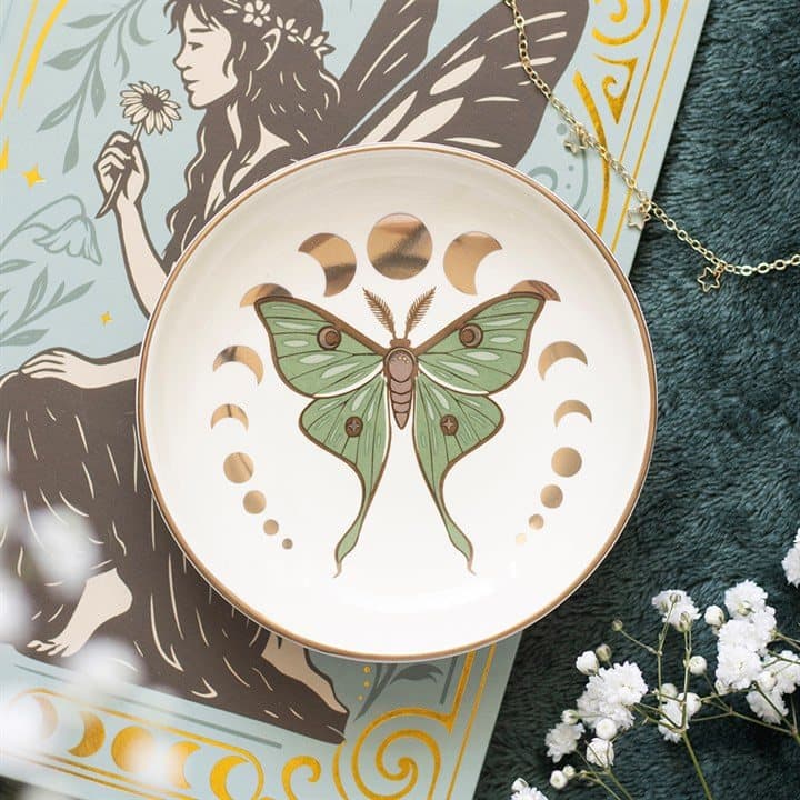 Moon phase moth trinket dish
