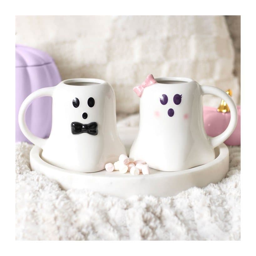 Mr and Mrs Boo ghost mug set