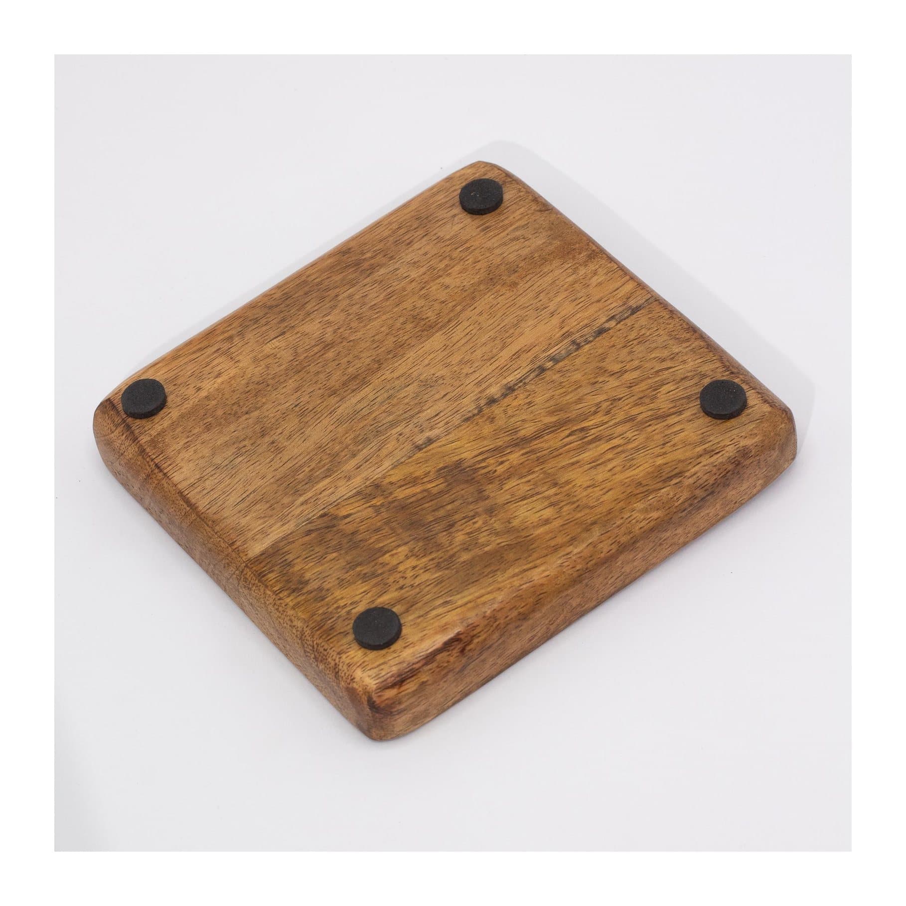 Mango wood tray with a teal mushroom design