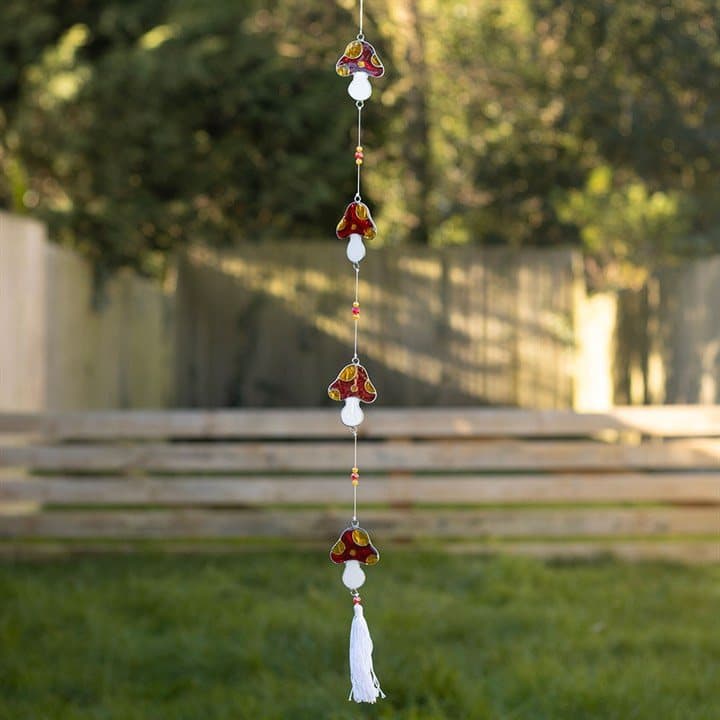 String of mushroom suncatchers