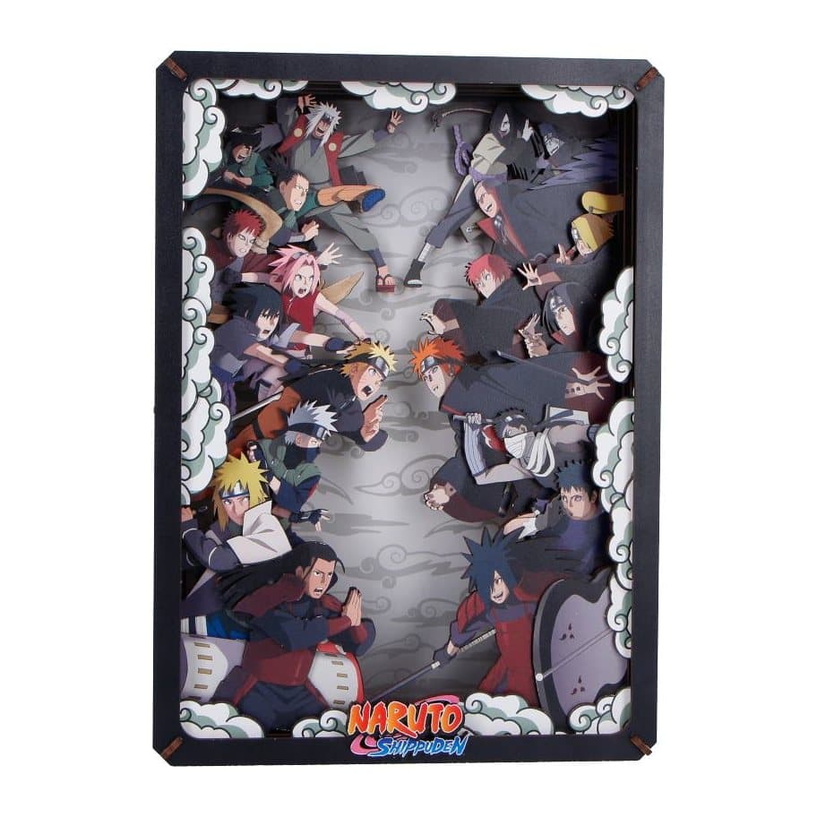 Naruto combat wooden theatre, a layered wooden battle scene model