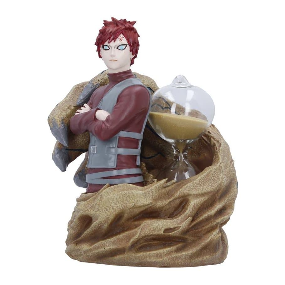 Gaara figure with folded arms beside a removable hourglass on a sand base