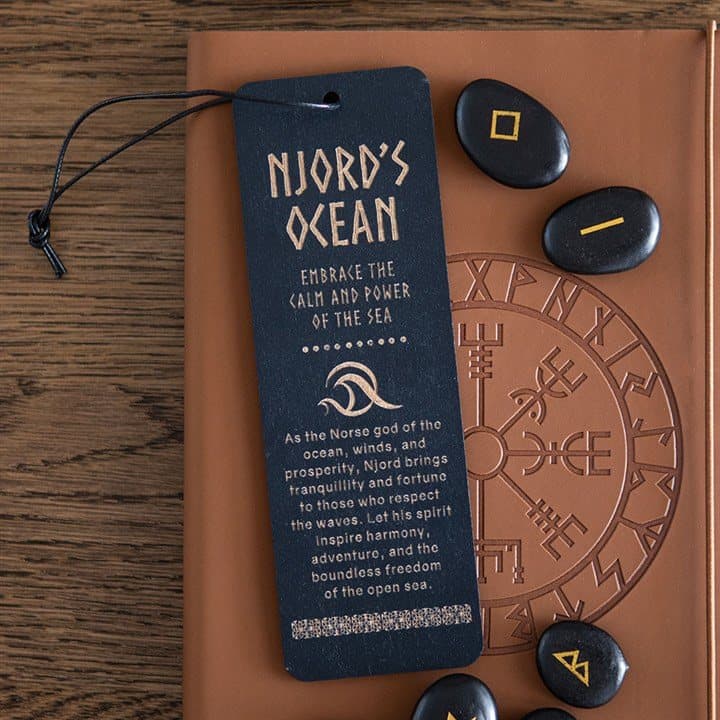Njord's Ocean wooden bookmark with a wave-themed design