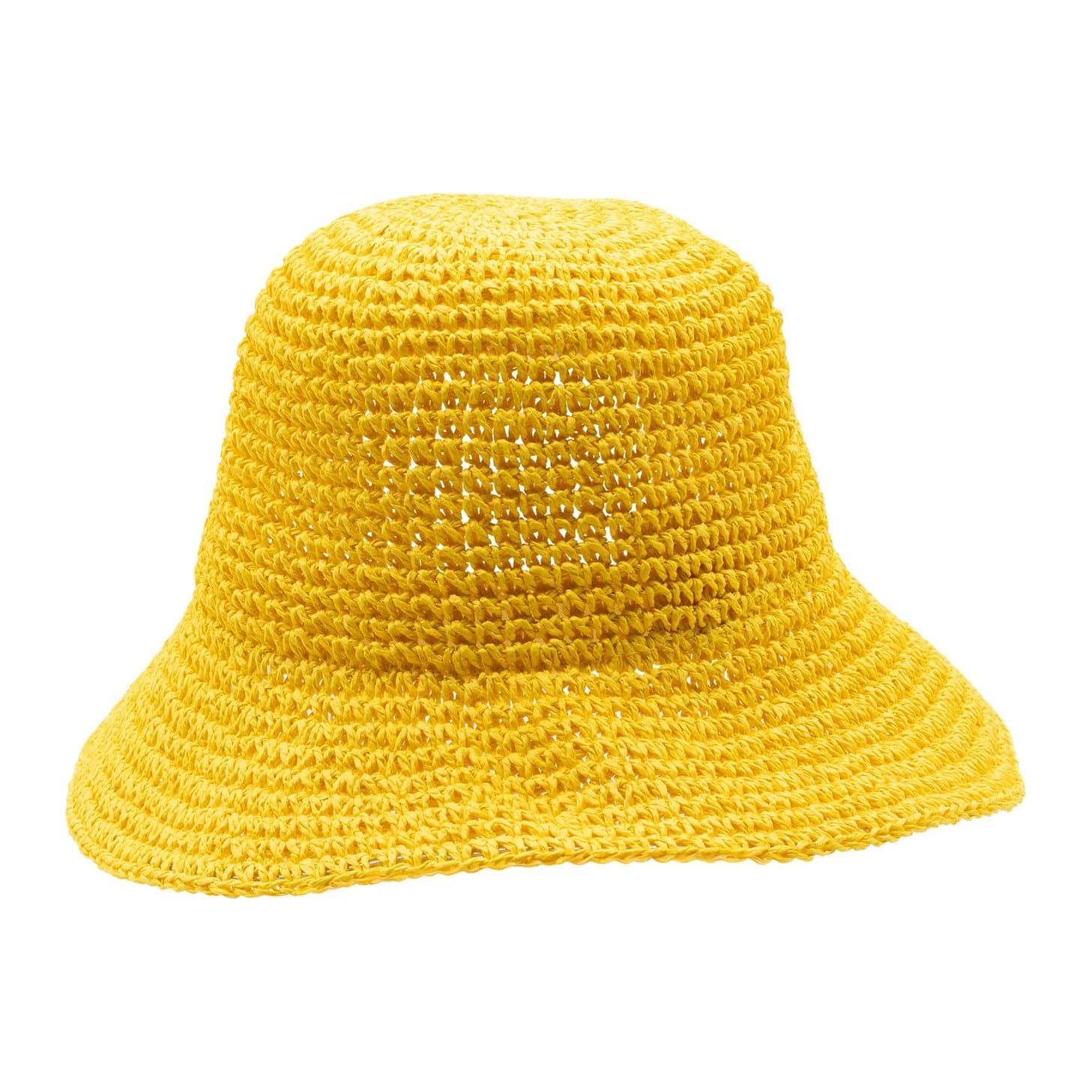 Floppy straw sun hat with a wide brim in yellow or navy blue