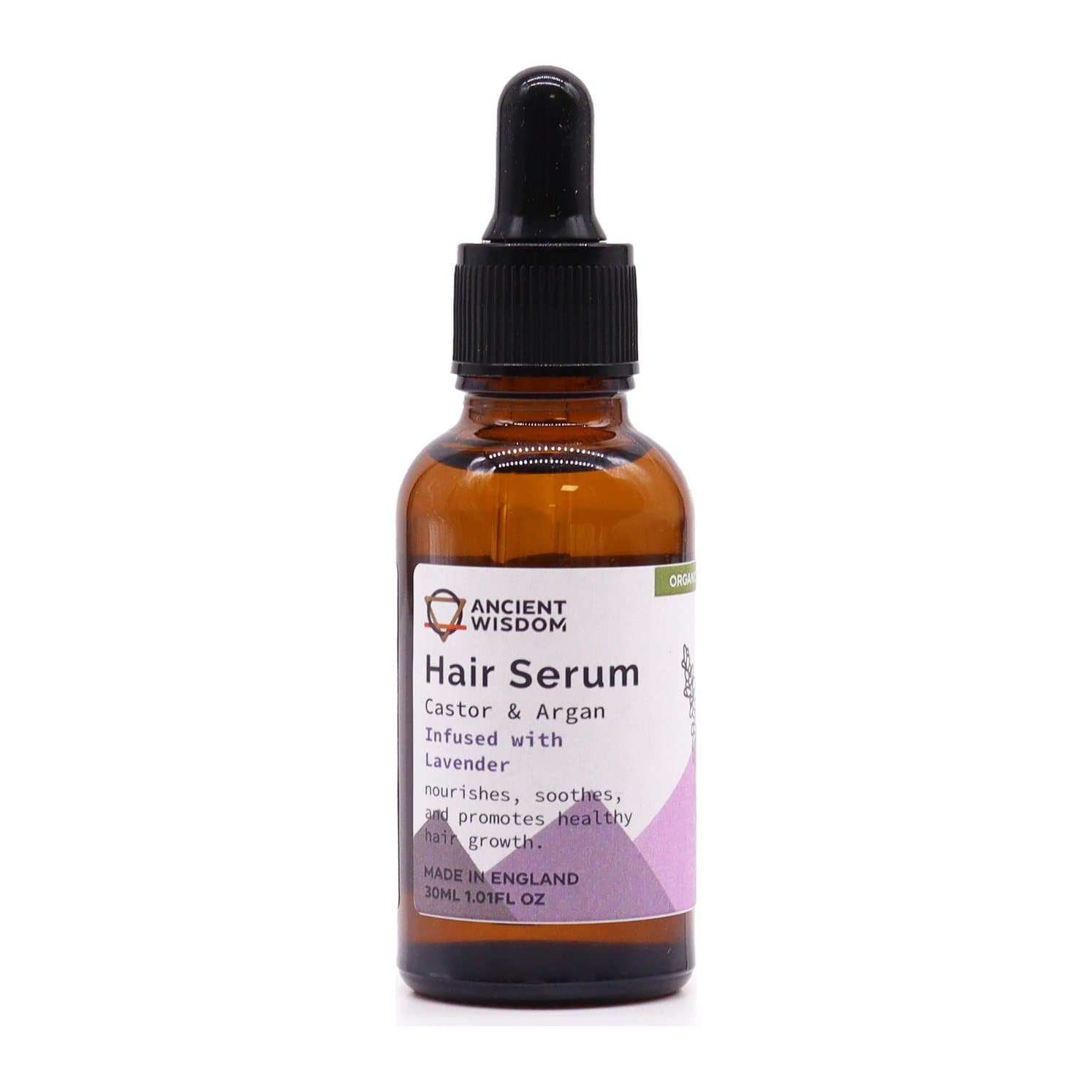 30 ml bottle of organic lavender hair serum