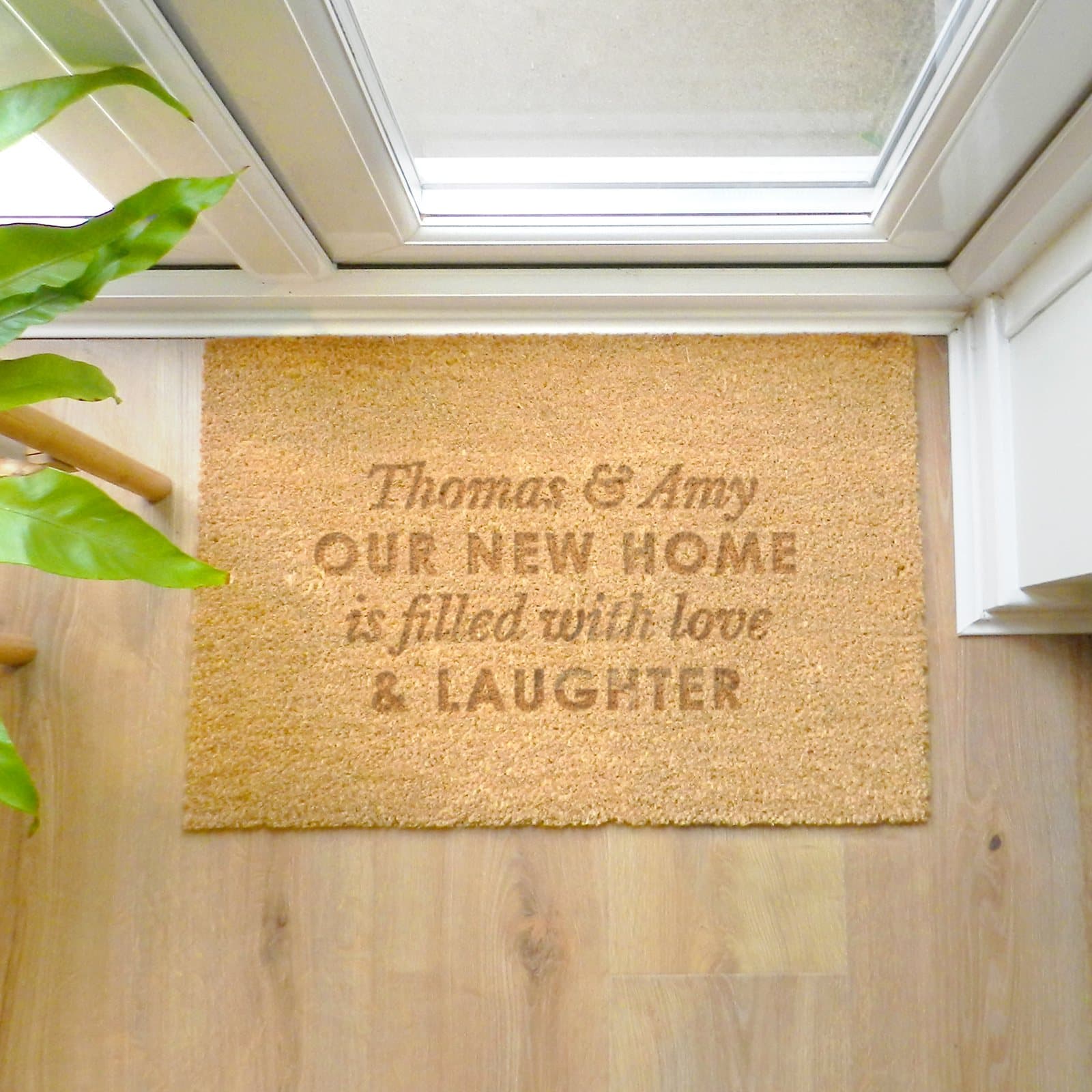 Personalised four line coir doormat