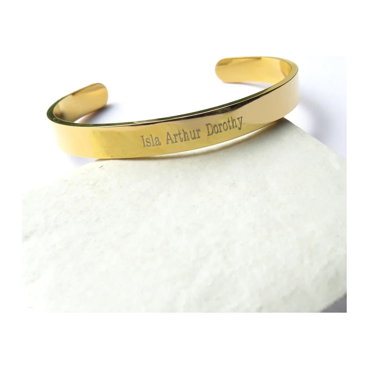 Gold coloured personalised stainless steel bangle for men