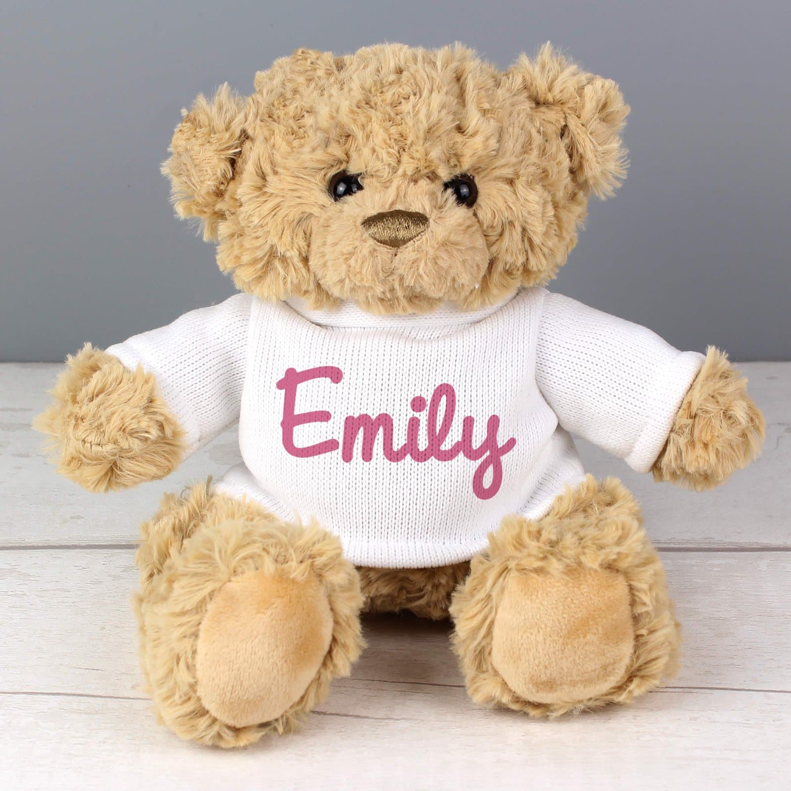 Personalised name teddy bear in a jumper