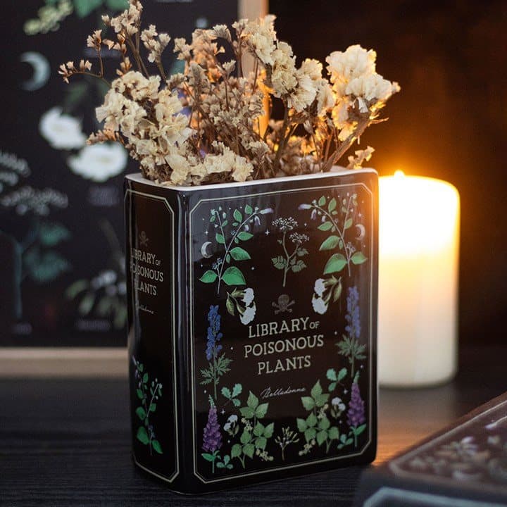 Ceramic vase shaped like a poisonous plants book