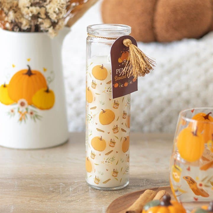 Pumpkin print tube candle