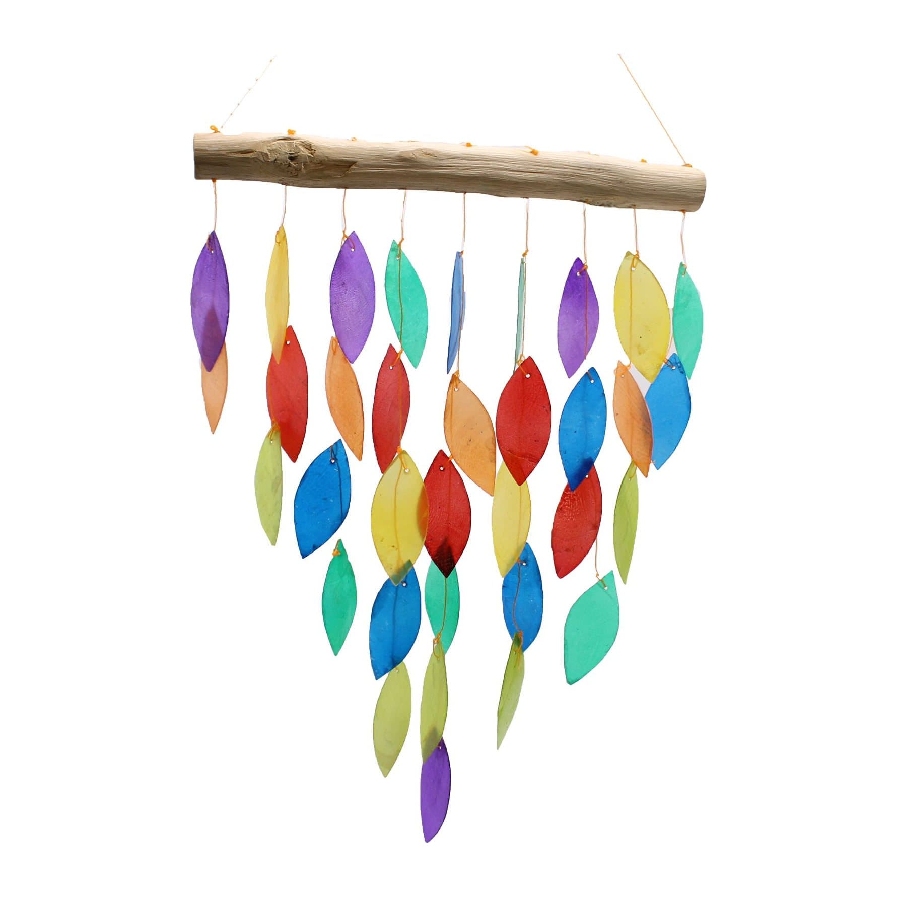 Rainbow Leaf Capiz and driftwood wind chime