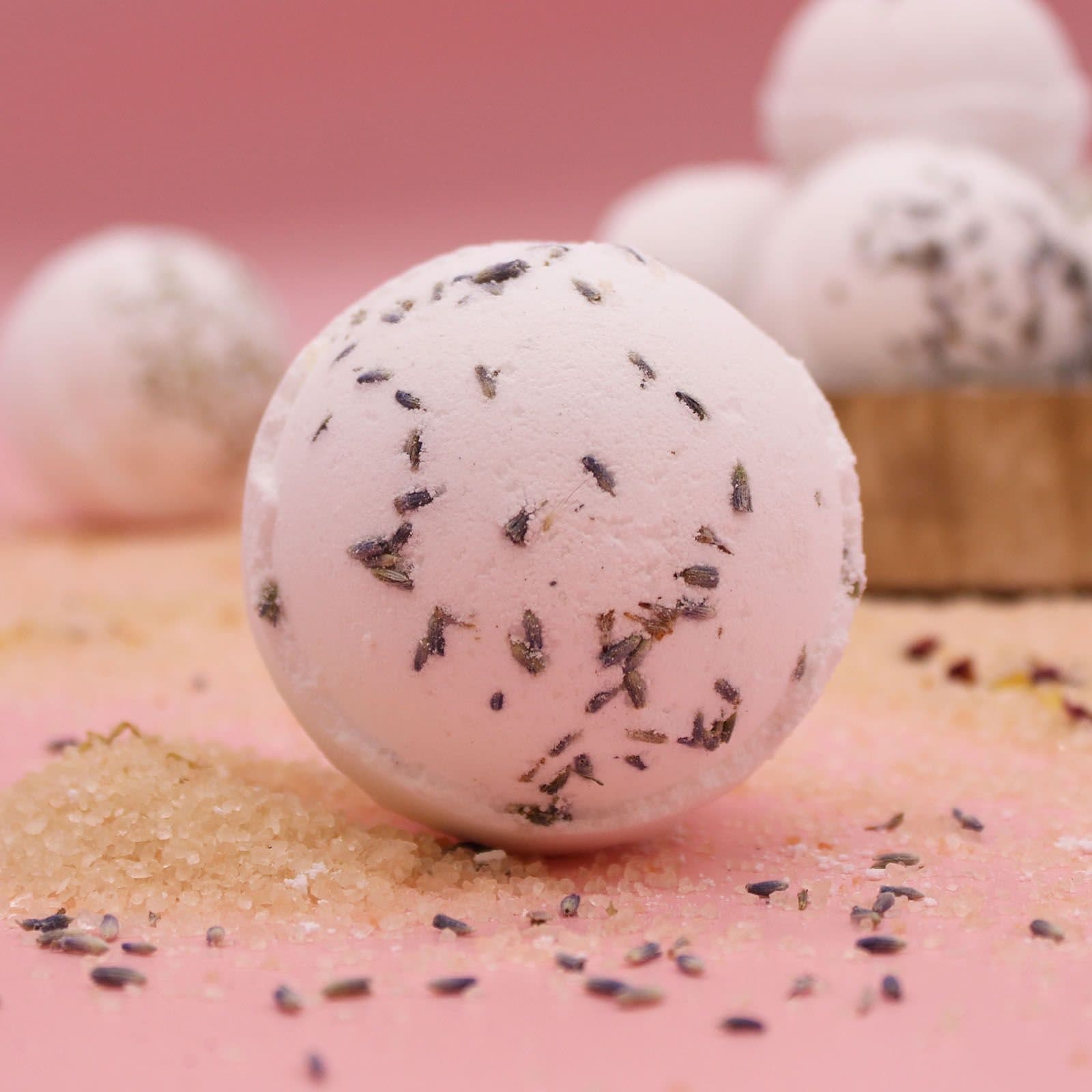Lavender and jojoba oil Himalayan salt bath bomb