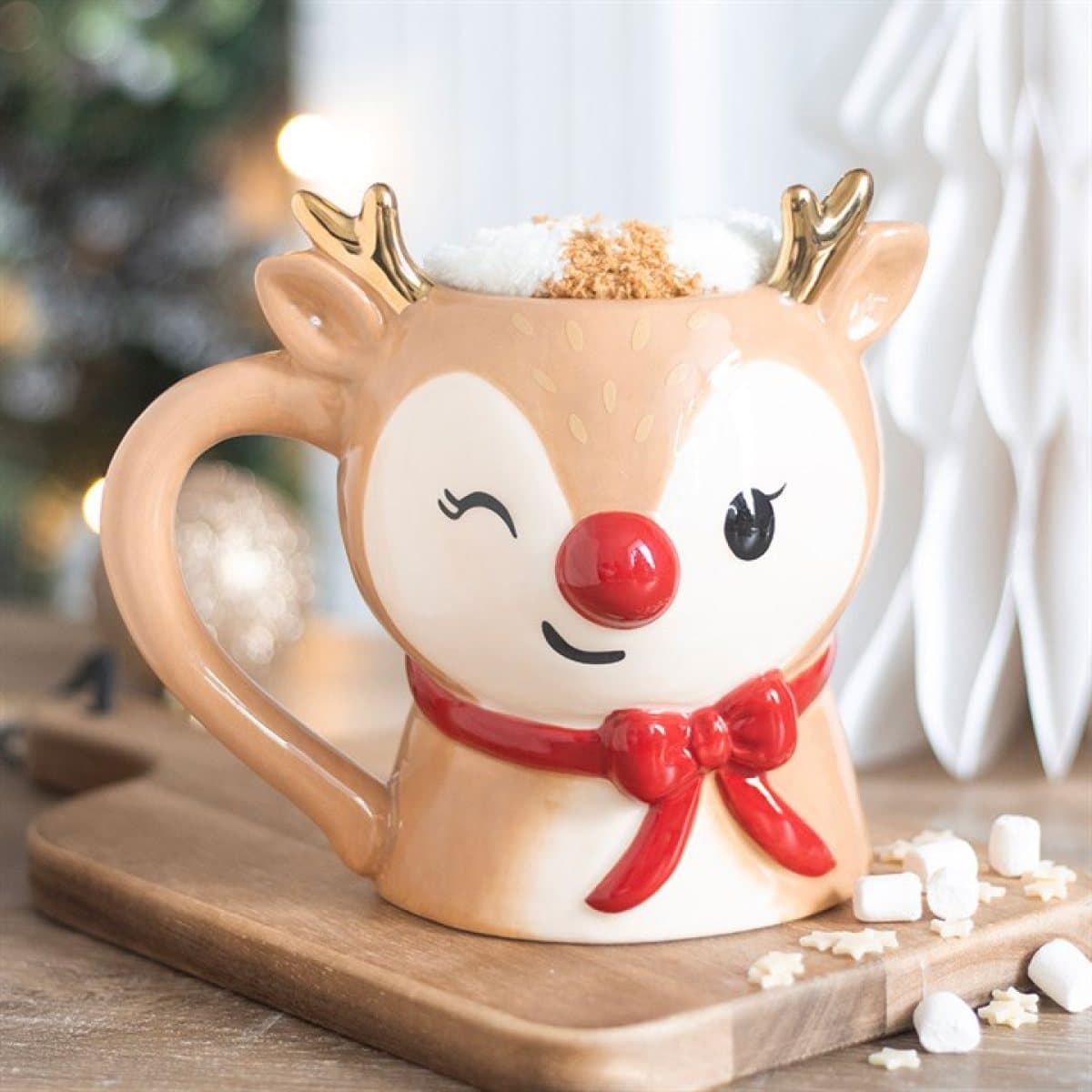 Ruby the Reindeer ceramic mug with fluffy socks gift set