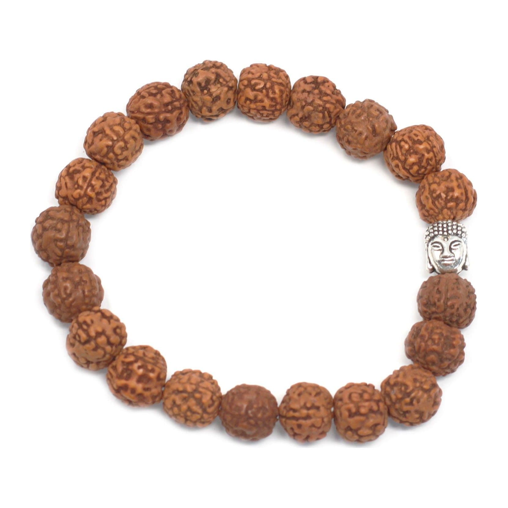 Rudraksha Buddha bangle mala with wood beads