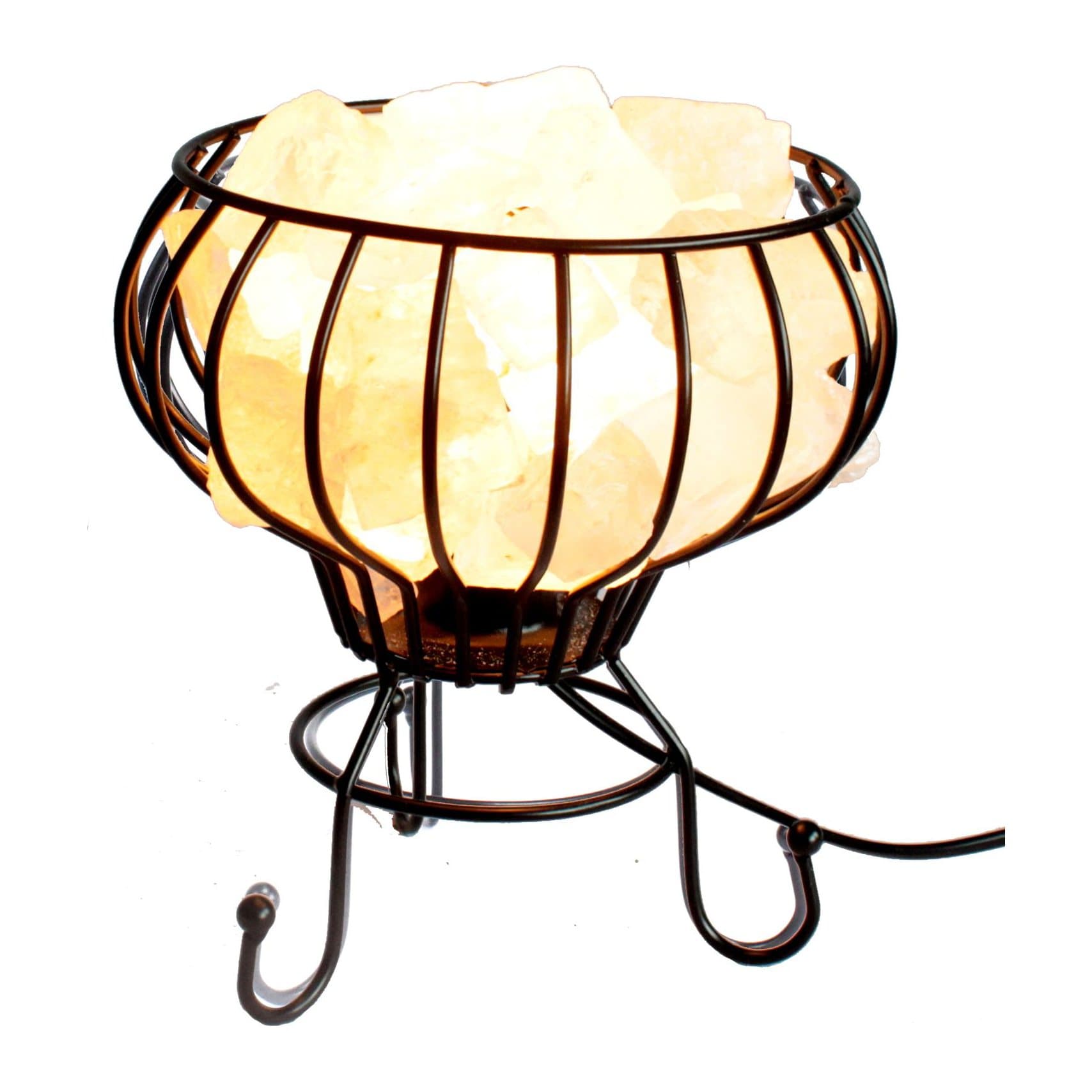 Iron salt rock brazier lamp with white salt