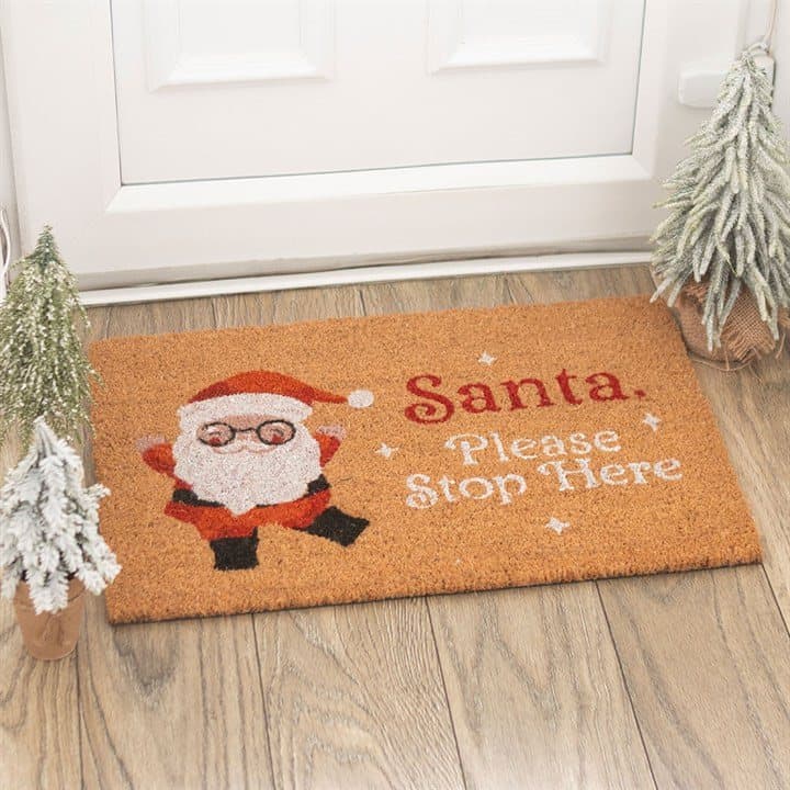Santa Stop Here Christmas doormat