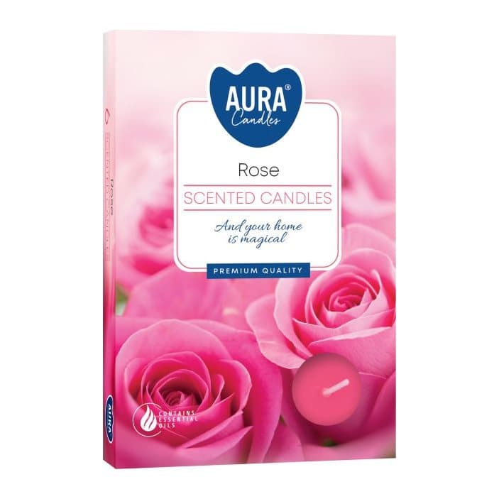 Rose scented tealights, three sets of six