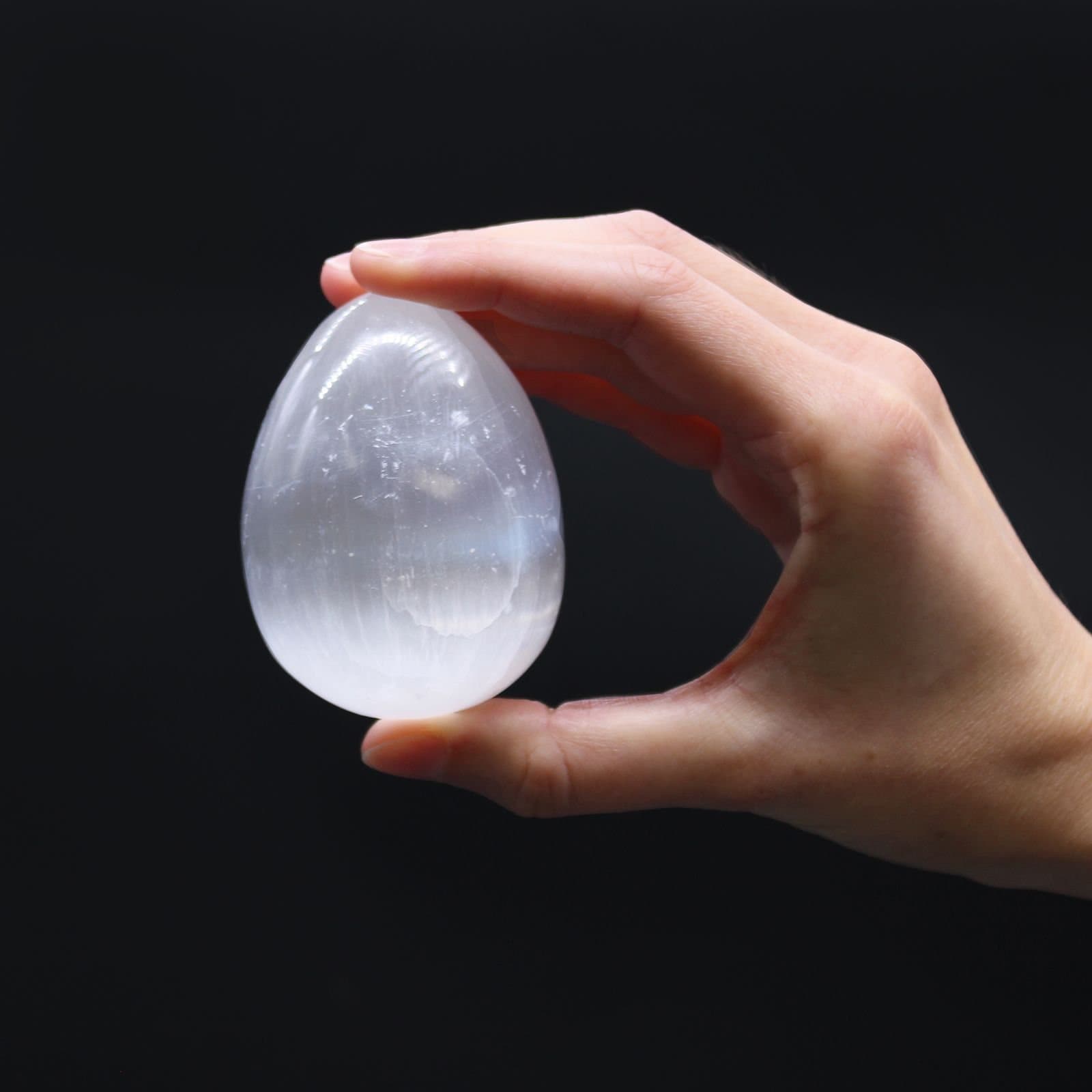 Milky selenite egg crystal, 6 cm tall