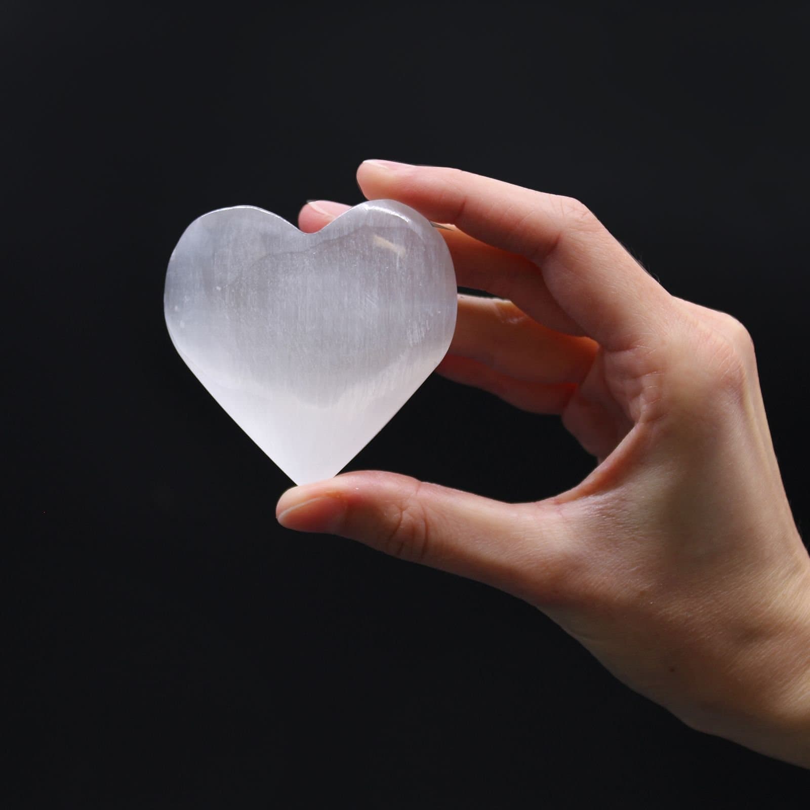 Selenite heart crystal