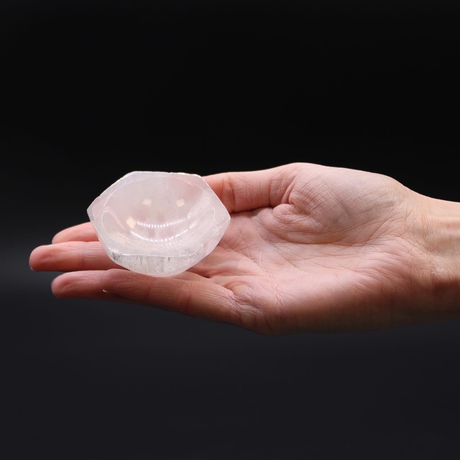 Selenite hex bowl, one of three crystal bowl sizes