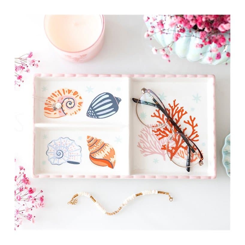 Pastel shell and coral trinket tray