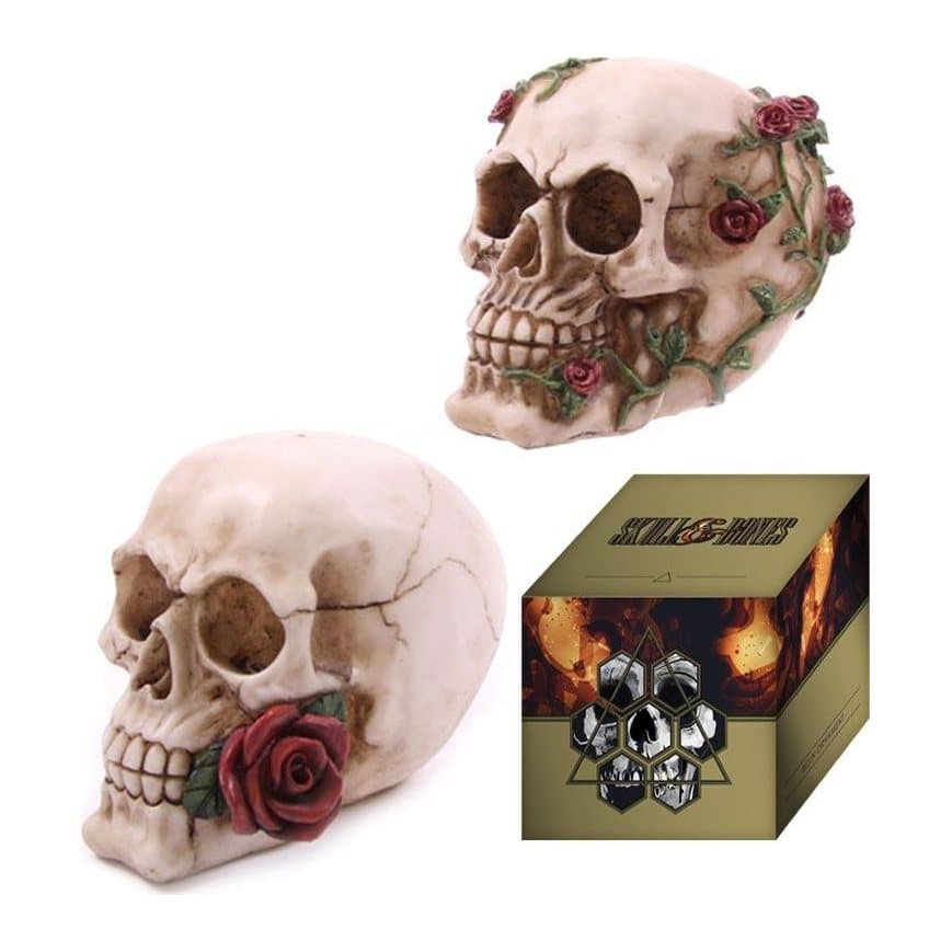 Gothic resin skull decorated with roses