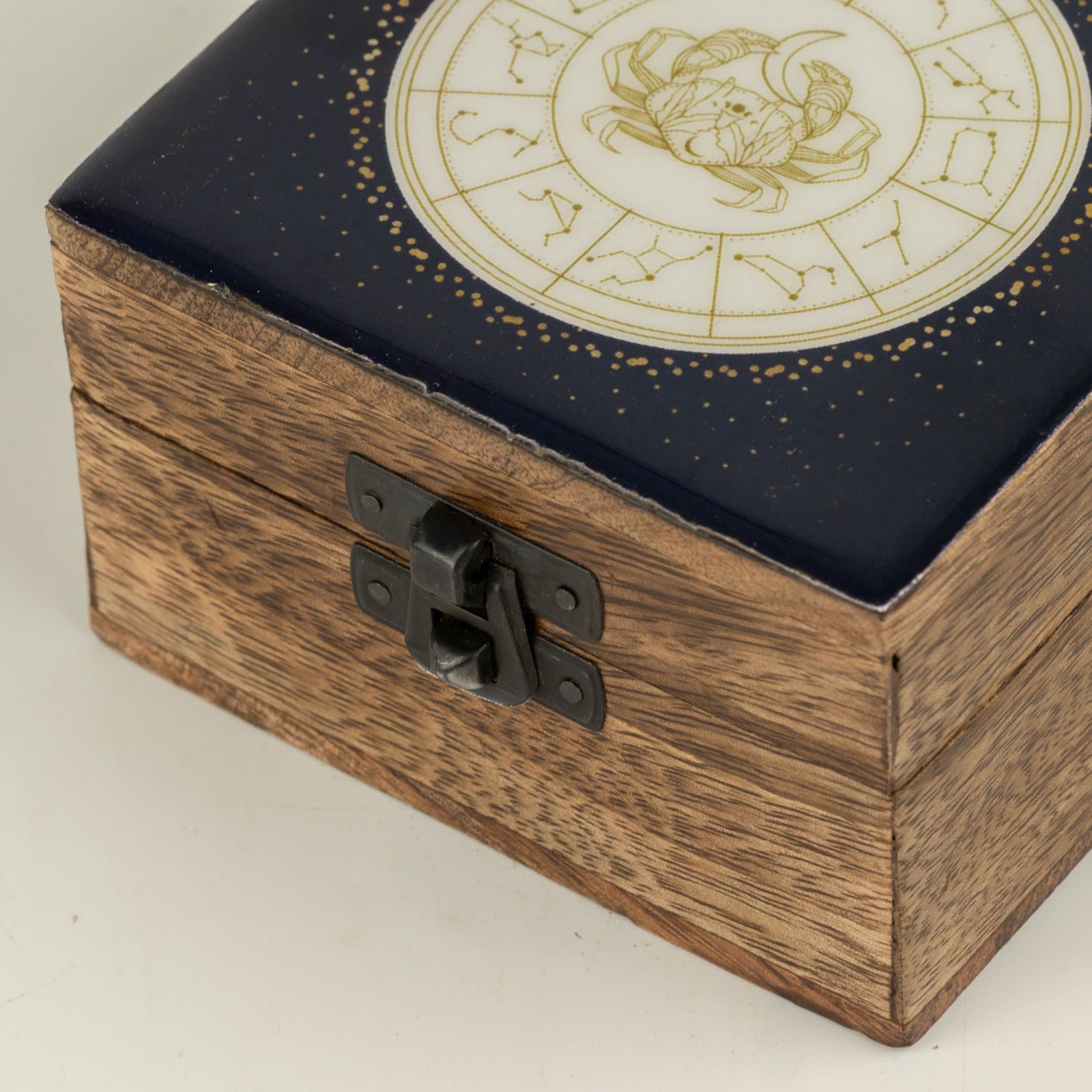 Small wooden box with Cancer zodiac enamelled decoration