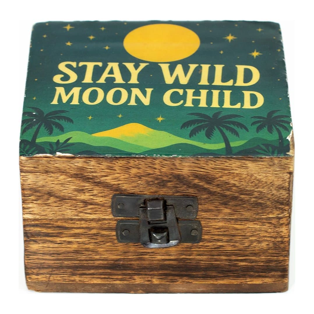 Small mango wood box with an enamelled lid