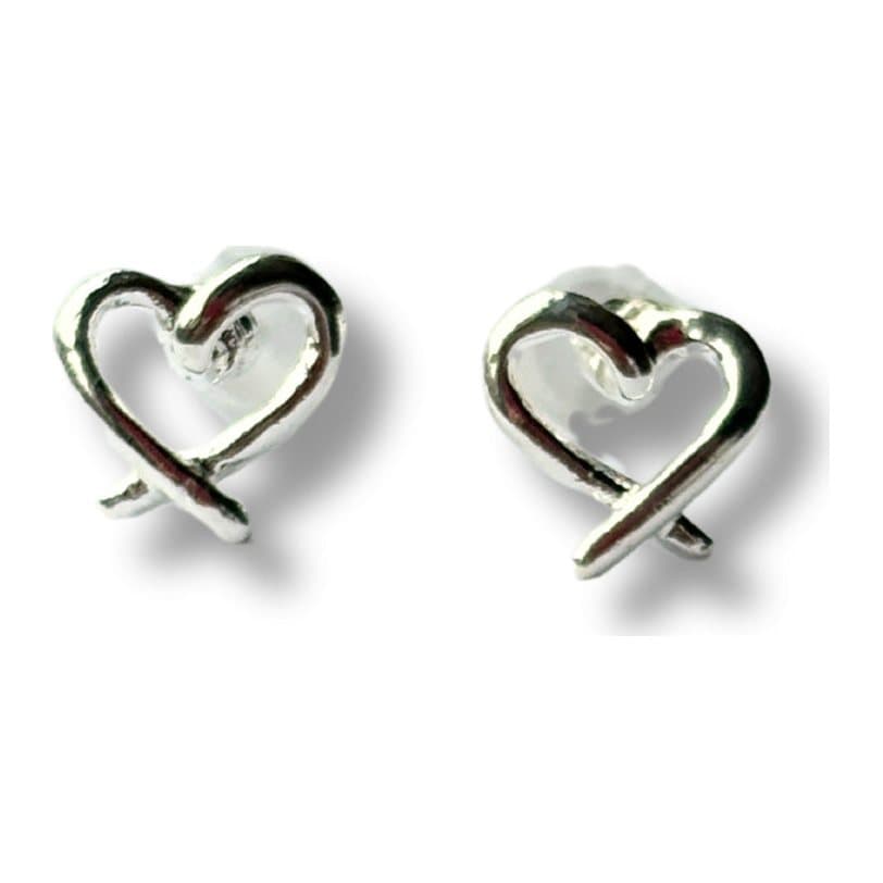 Small silver heart stud earrings