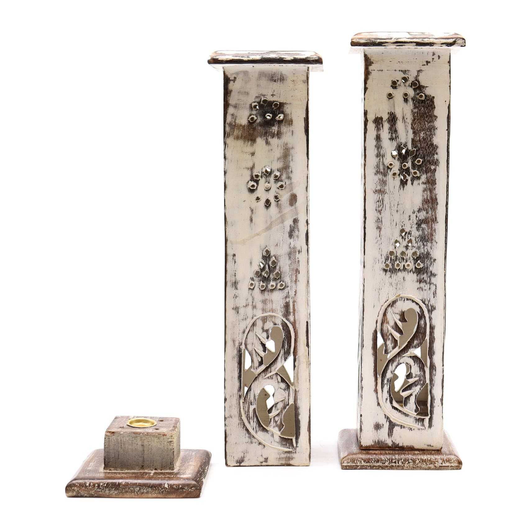 Square design wooden smoke tower incense holder