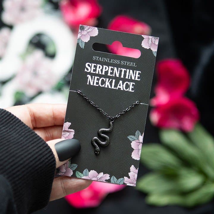 Black snake pendant necklace