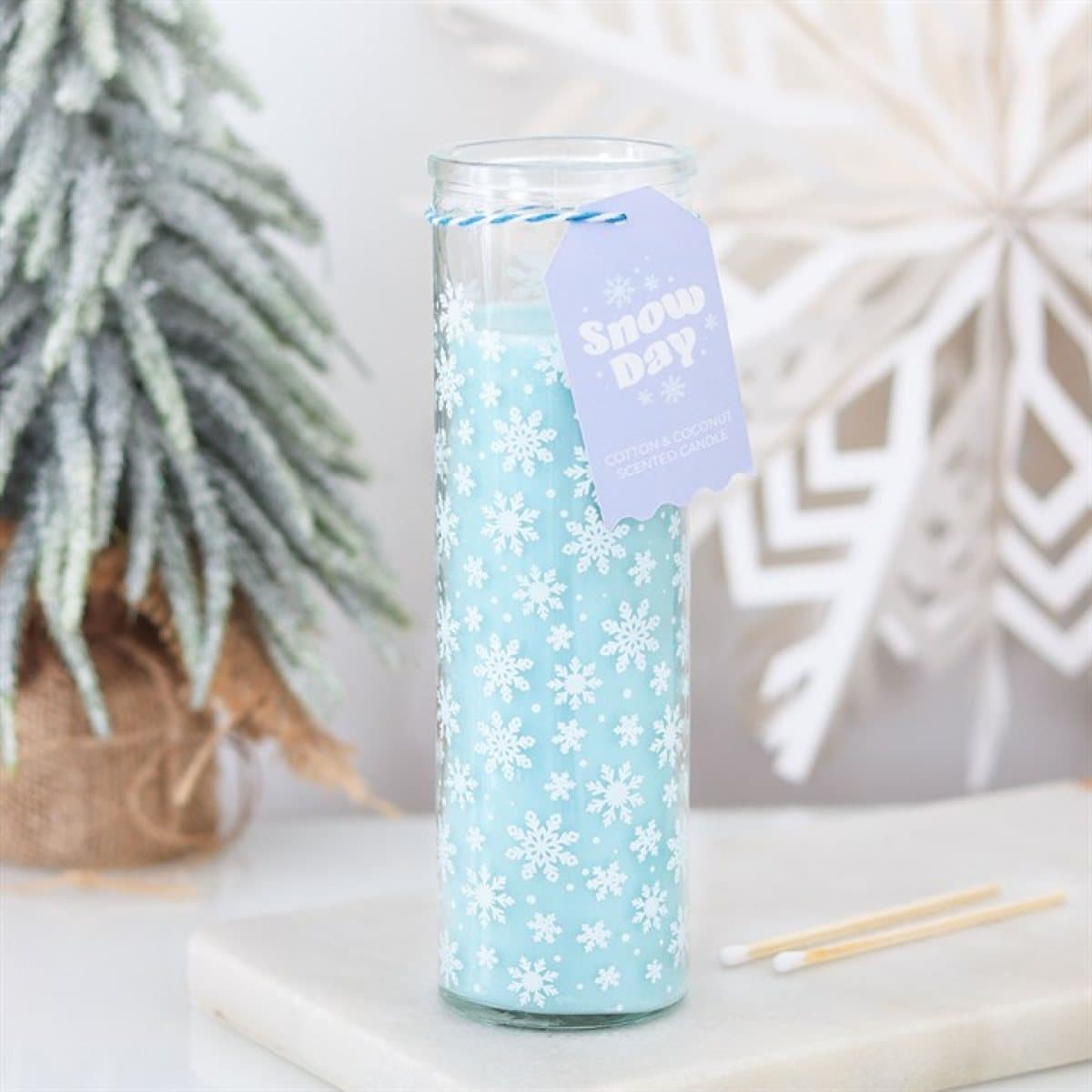 Snow Day snowflake tube candle