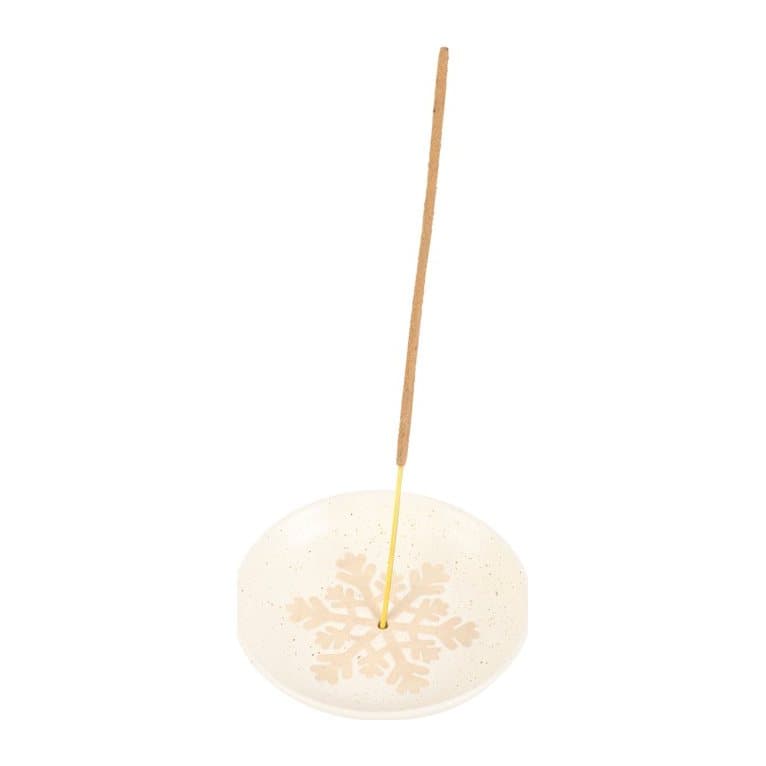 Snowflake incense holder in speckled off-white