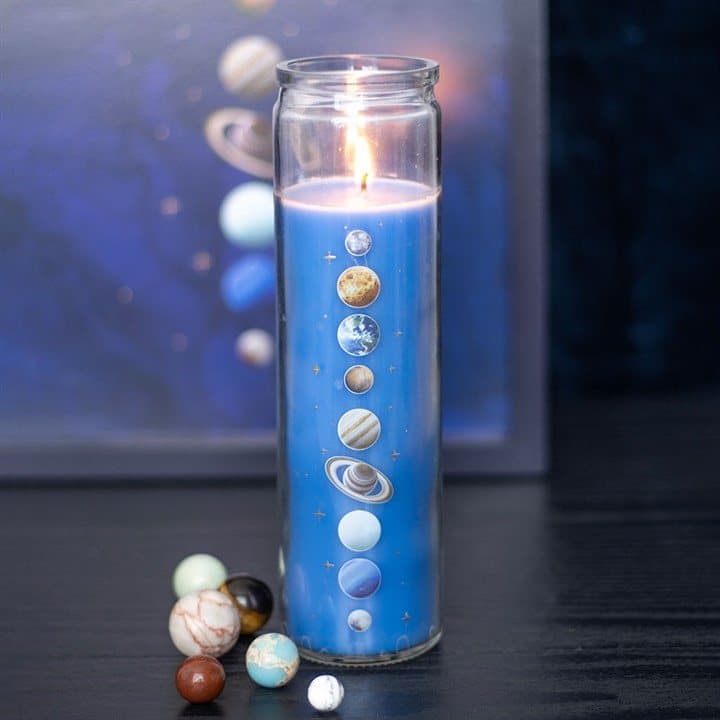 Solar system cedar tube candle