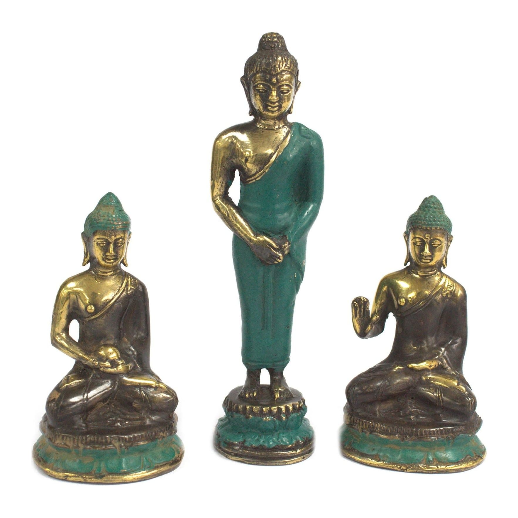 Medium brass standing Buddha ornament in neutral tones