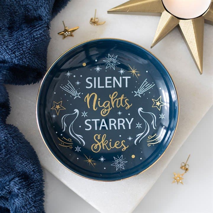 Navy trinket dish with golden stars