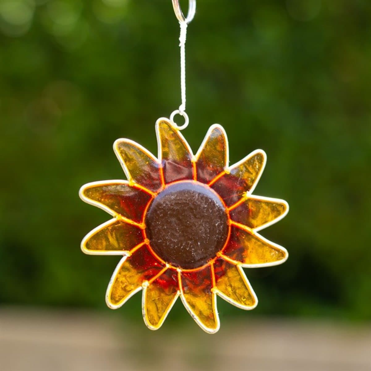 Galvanized wire sunflower suncatcher