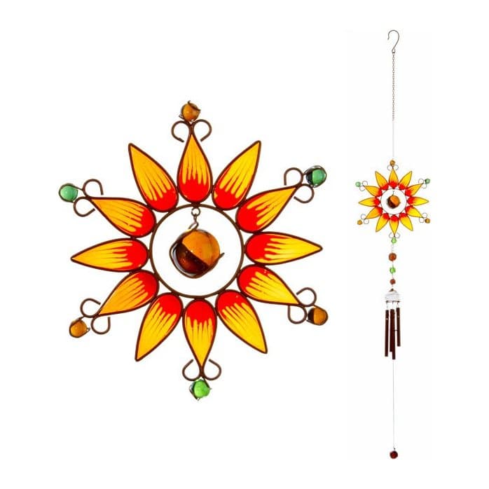 Orange sunflower glass wind chime