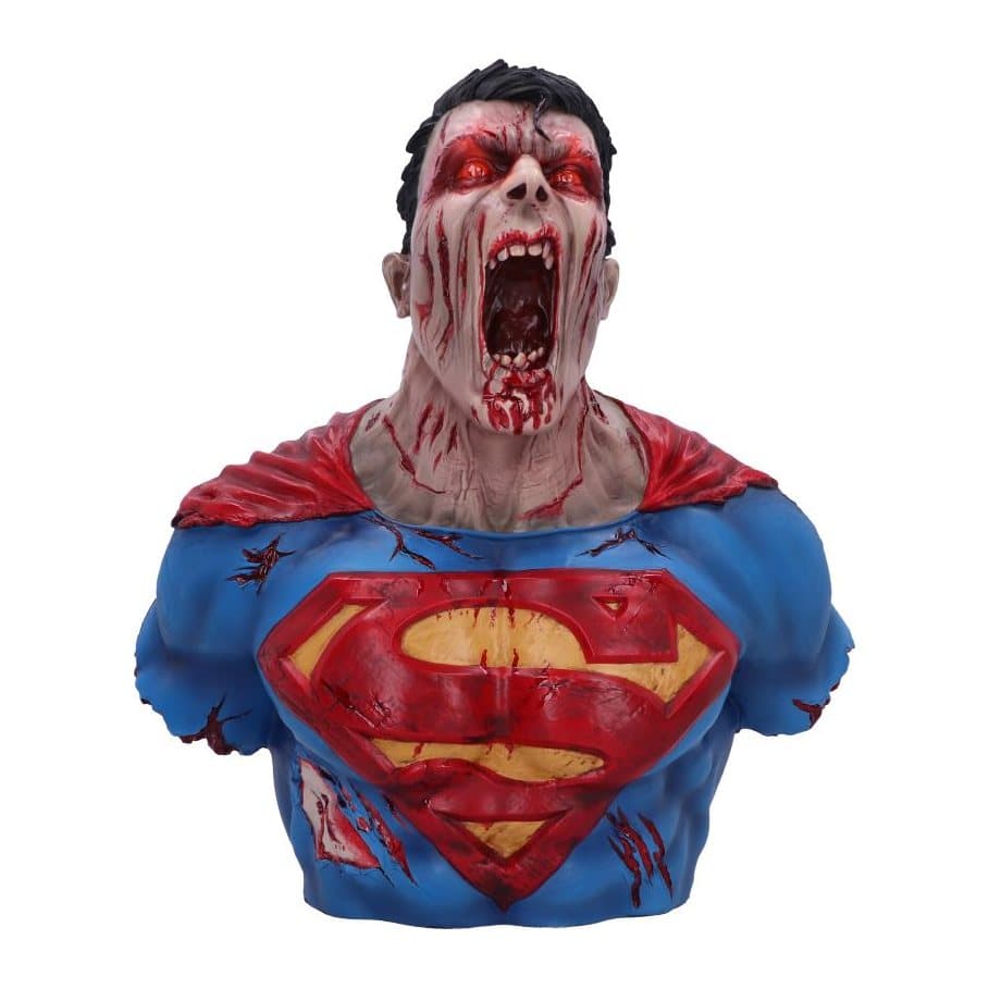 Superman DCeased zombie bust with a blood drenched mouth and evil eyes