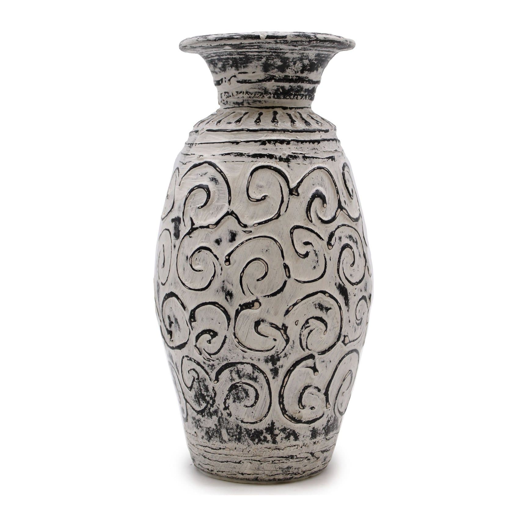 Cream terracotta swirls shaped vase