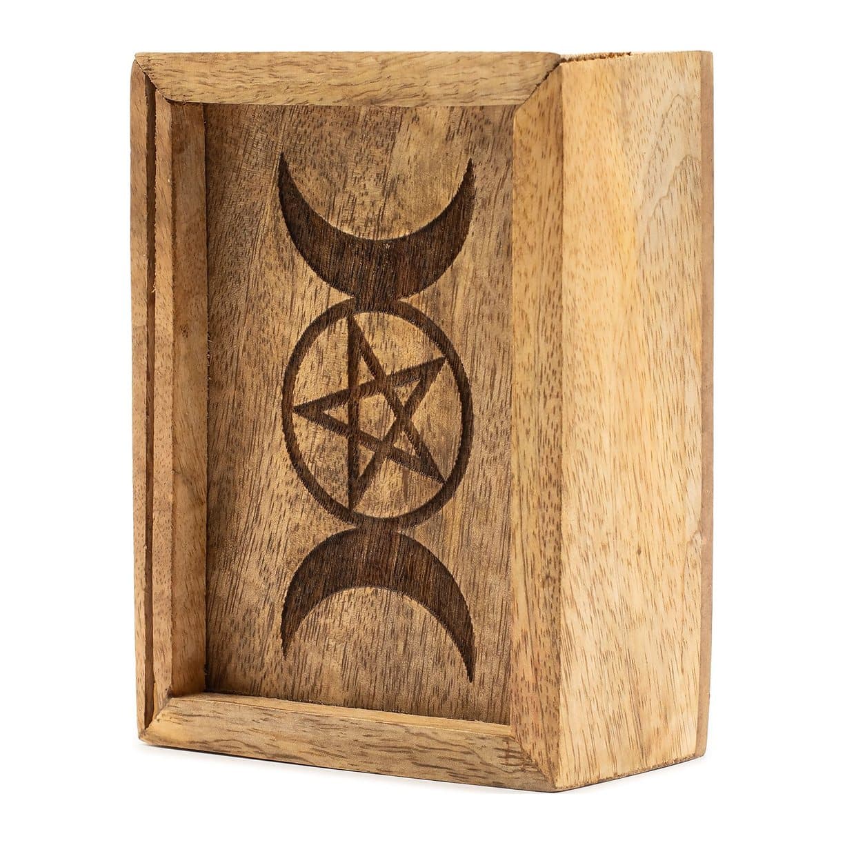 Mango wood tarot box with a card holder