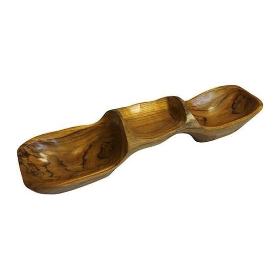 Hand carved teak root pyramid with three bowls
