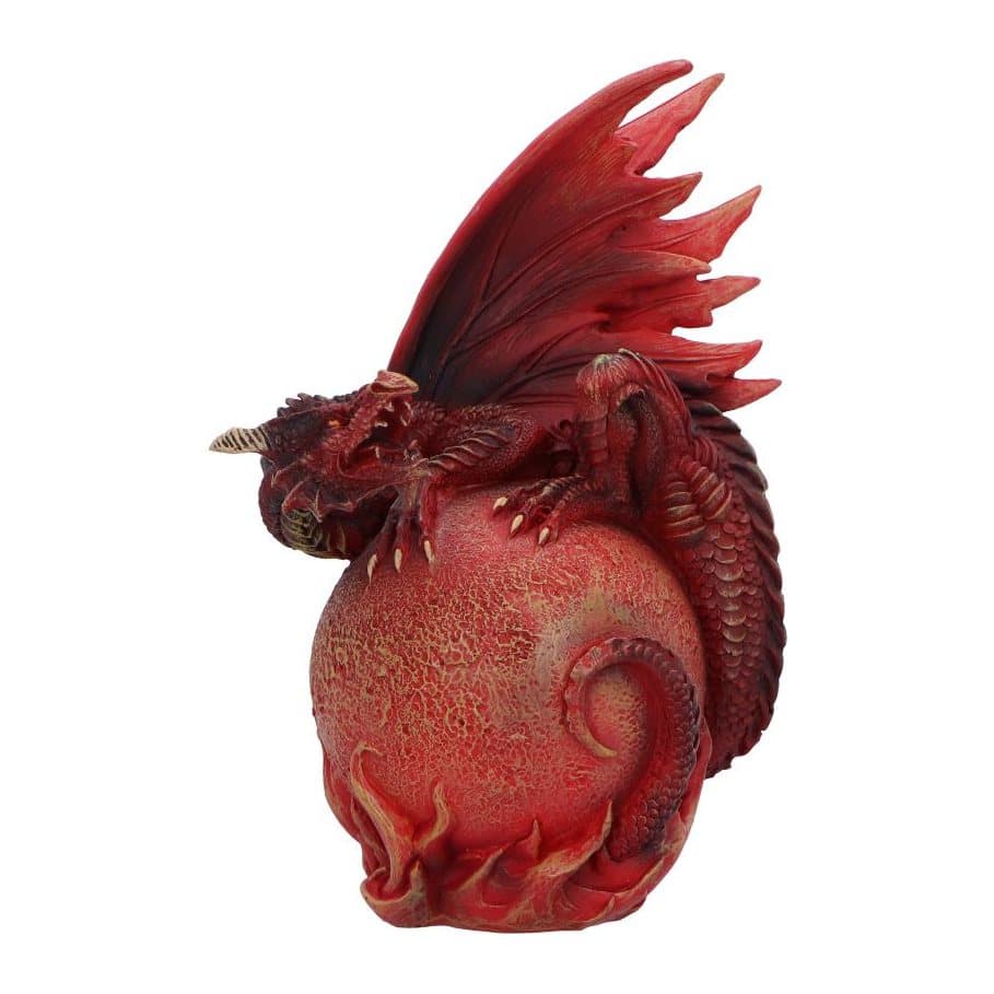 Red dragon perched on a Mars globe with a rugged red rocky base