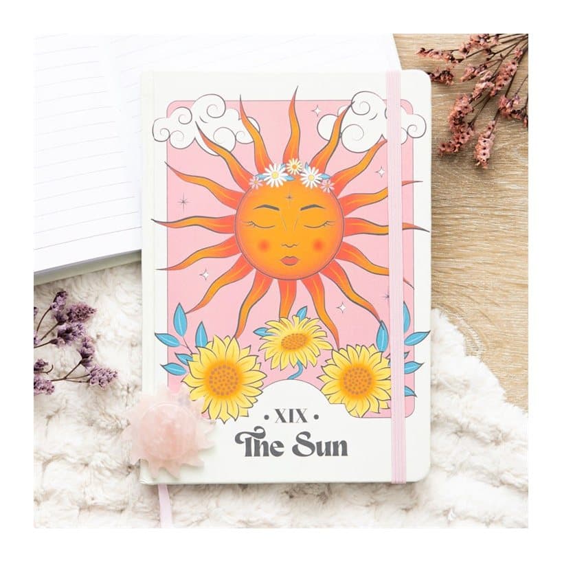 A5 notebook with The Sun tarot design
