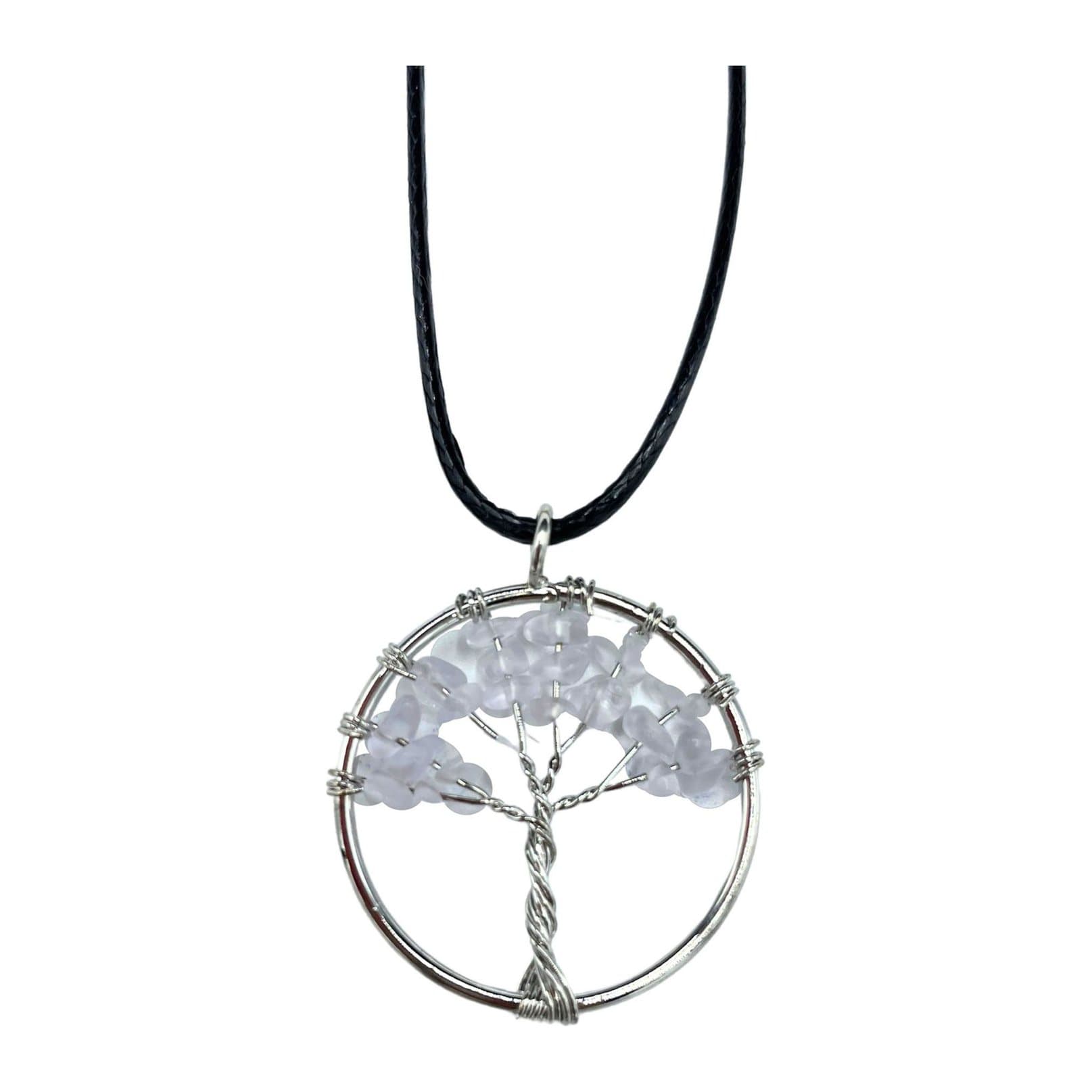 Tree of Life pendant with a rock crystal gemstone in its branches