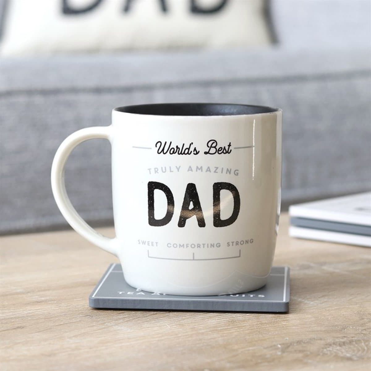 Ceramic World's Best Dad mug with tea and coffee gauge