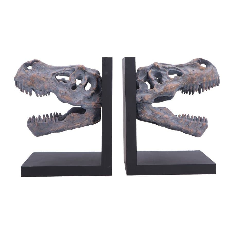 Tyrannosaurus Rex skull bookend on a smooth black base