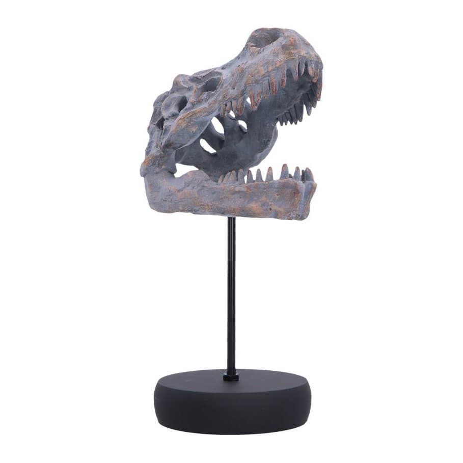 Tyrannosaurus rex skull on a plinth, hand-painted with sculpted detail